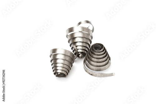 metal shavings on the white background 