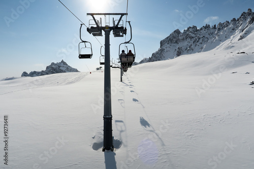 Ski lift in Italian Dolomites