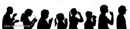 Vector silhouette profile of people.