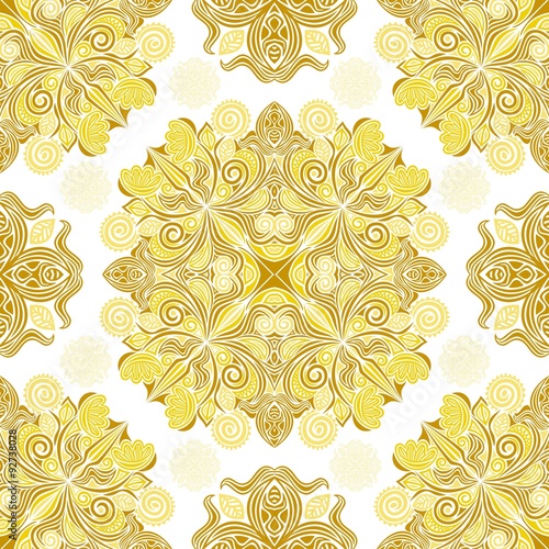 Yellow Ornamental Seamless Pattern