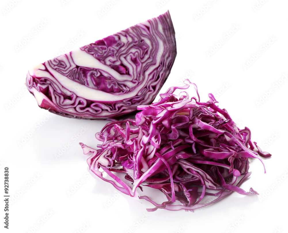 Cut red cabbage isolated on white Cut red cabbage isolated on white