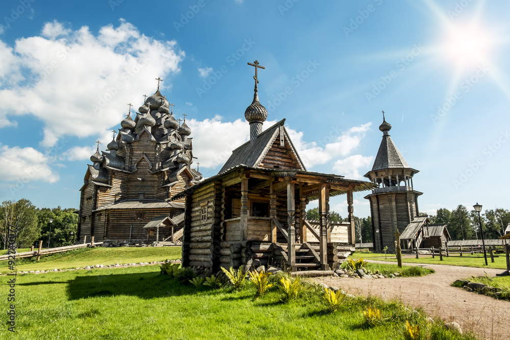 The monument of wooden architecture Pokrovsky graveyard in St. P