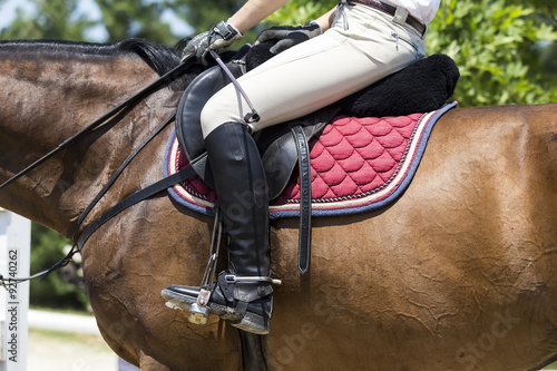Close up of the stirrup on the horse during competition matches