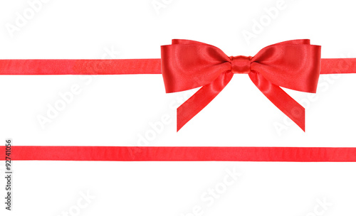 red satin bow knot and ribbons on white - set 22