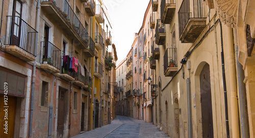Tarragona old town buildings and narrow street  Catalonia  Spain