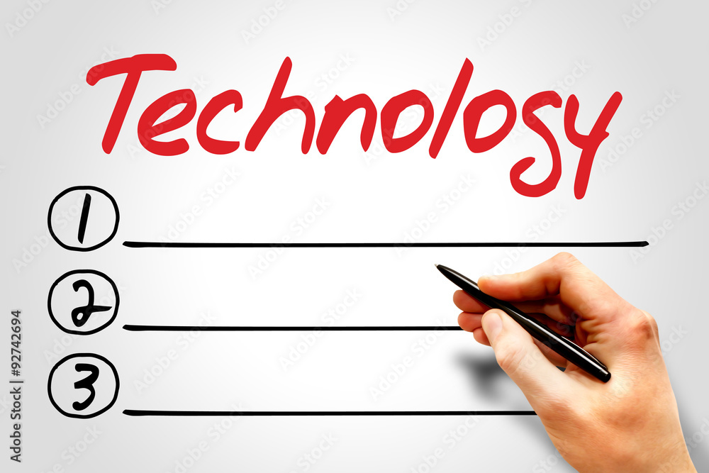 Technology blank list, business concept Technology blank list, business concept
