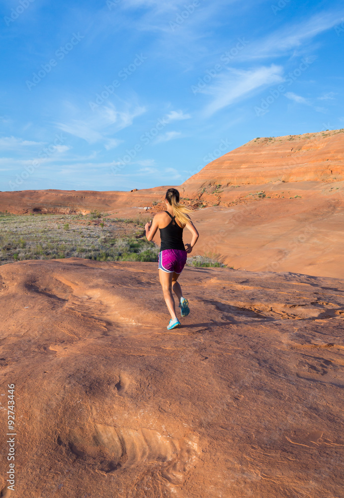 Girl on Desert Sunrise Run