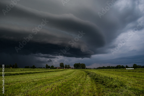 Storm clouds over a field