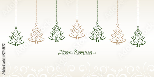 Merry Christmas Card with Christmas Trees