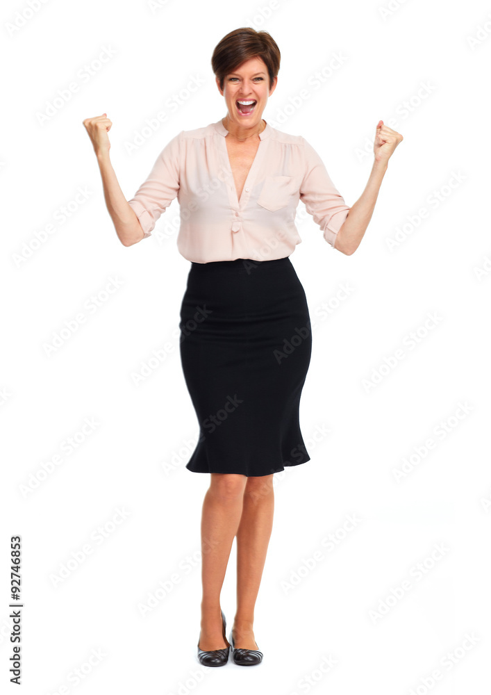 Happy business woman with short hairstyle. Happy business woman with short hairstyle.