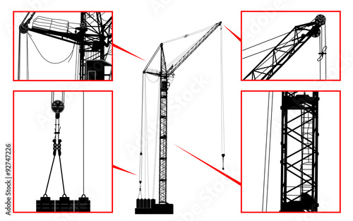 High detailed vector hoisting crane. Vector illustration