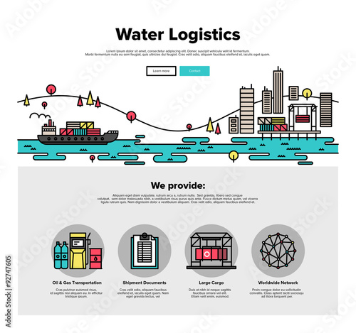 Water logistics flat line web graphics