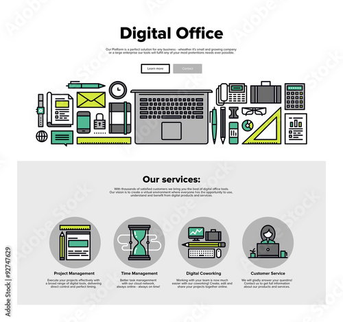 Digital office flat line web graphics