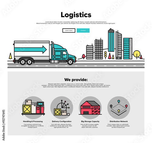 Truck logistics flat line web graphics