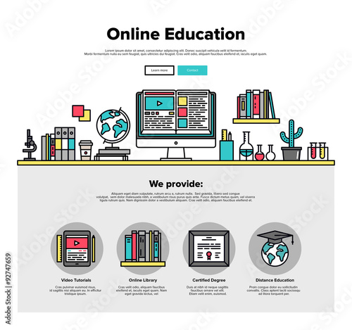 Online education flat line web graphics