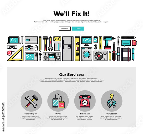Repair service flat line web graphics