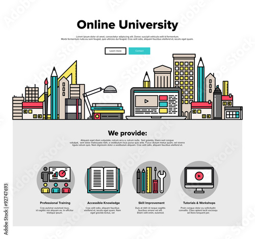 Internet campus flat line web graphics