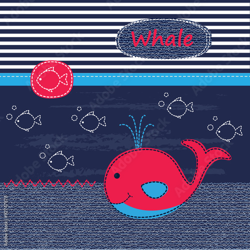 Cute baby background with whale