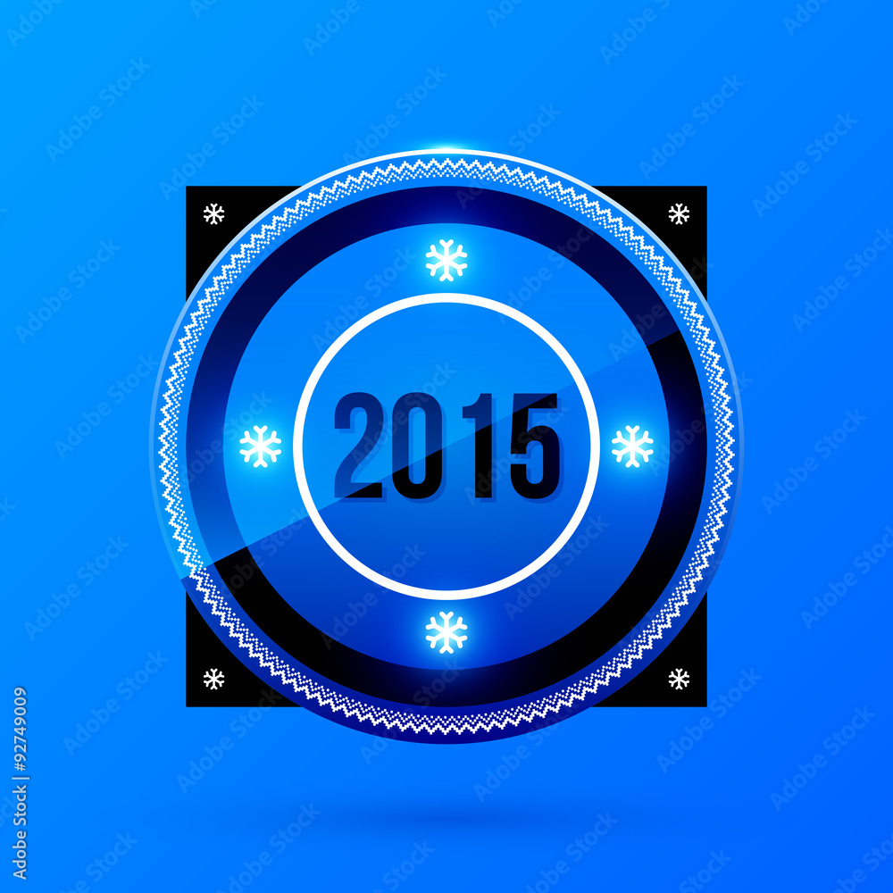 Fototapeta premium New Year and Christmas label on blue background