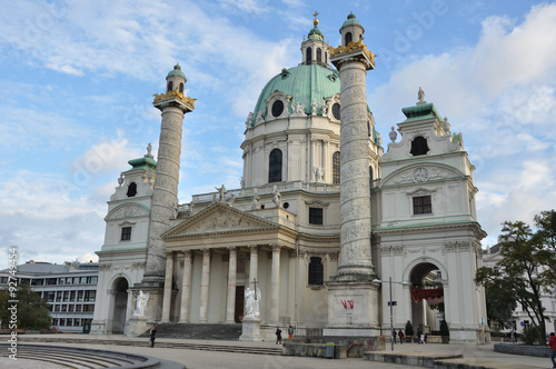 famous Saint Charles's Church (Wiener Karlskirche) at Karlsplatz