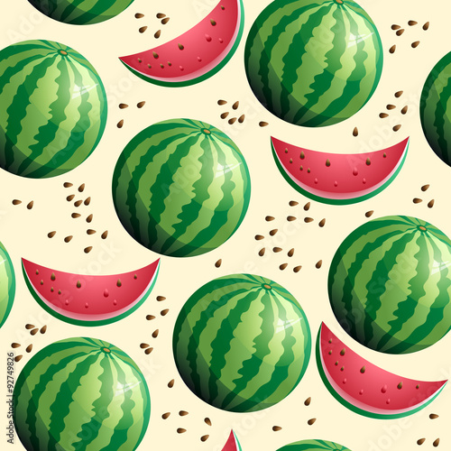 Bright seamless wallpaper with watermelon