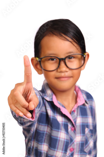 Little Girl with Number One Gesture