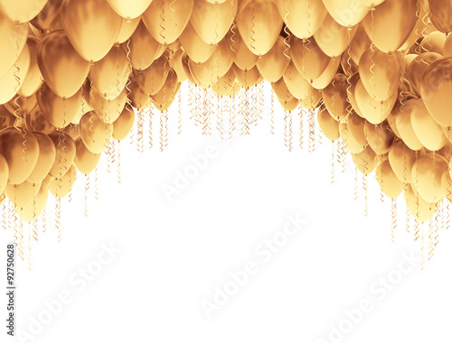 Photography Golden balloons isolated on white background