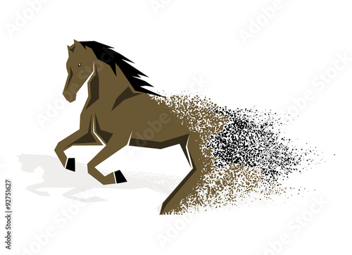 running horse in the grunge style