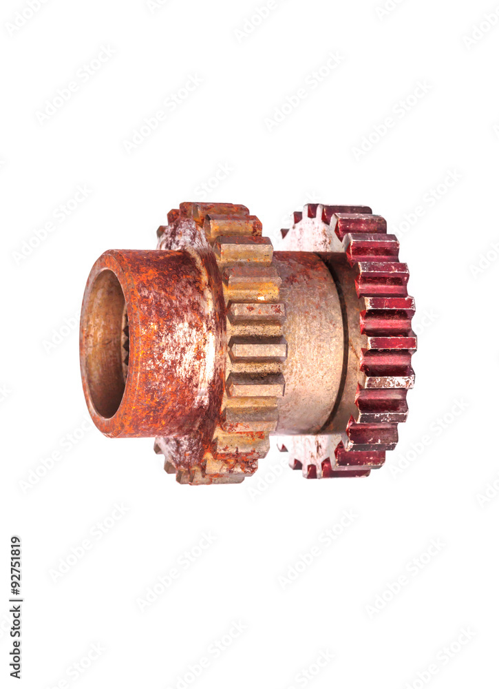 Old metal gears isolated on white back ground Old metal gears isolated on white back ground
