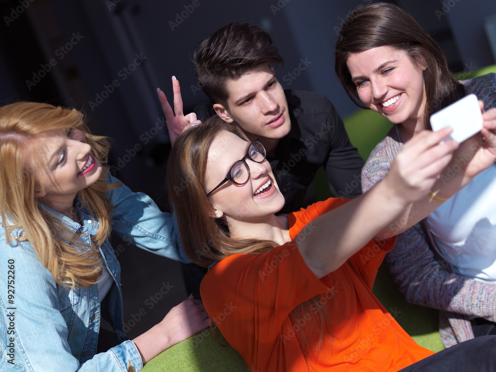 students group taking selfie