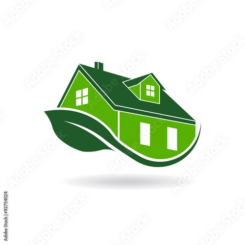 Green efficient house logo, environmental certified