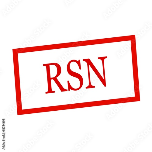 RSN red stamp text on white