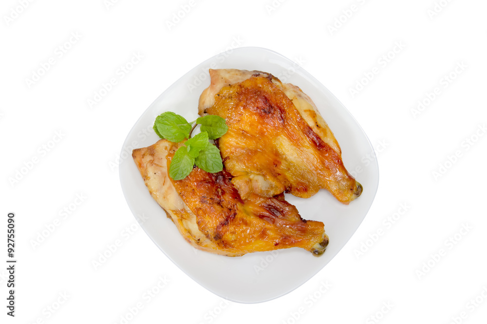 grilled chicken isolated on white background grilled chicken isolated on white background