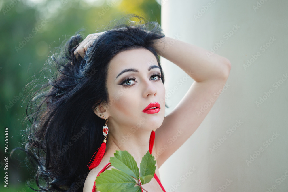 Fototapeta premium Girl in art deco style. Retro portrait.