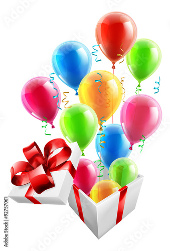 Gift Party Ballons and Streamers Concept