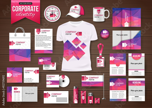 Corporate identity business photorealistic design template over