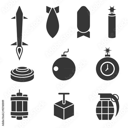 Vector bomber and dynamite icons set