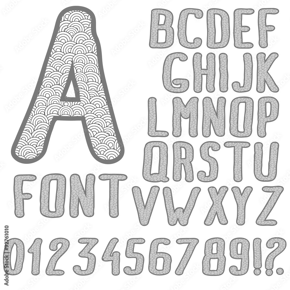 black and white hand drawing alphabet Stock Vector | Adobe Stock