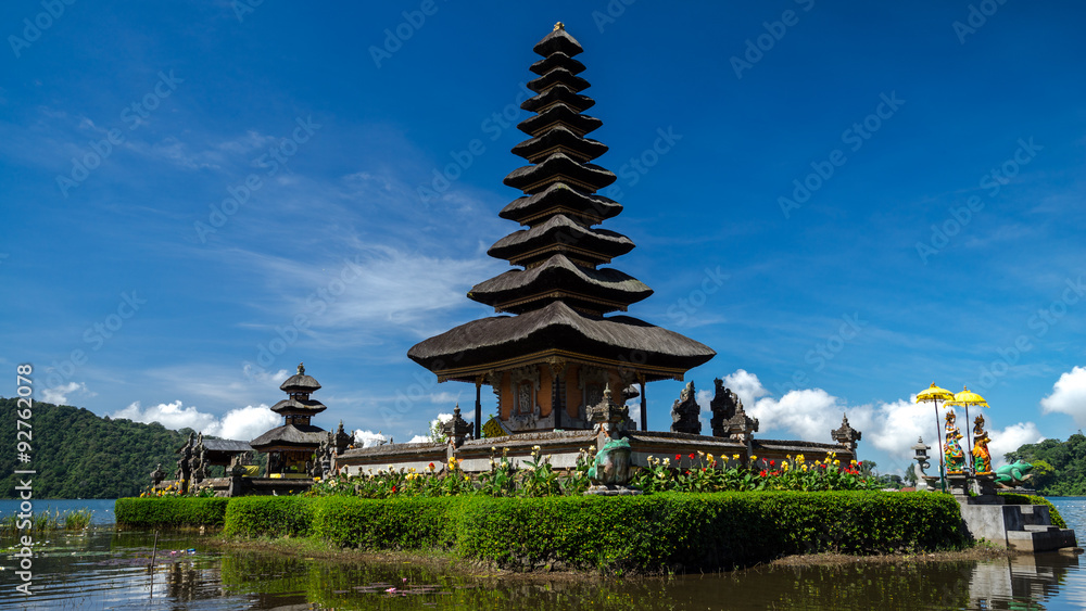Ulun  Danu temple complex at Lake Bratan in Bedugul, Bali, Indonesia.