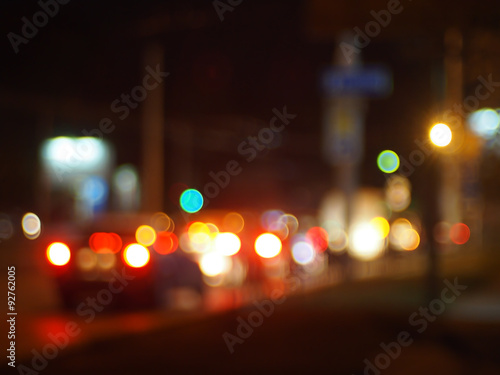 Abstract blur image of a night scene with bright lights