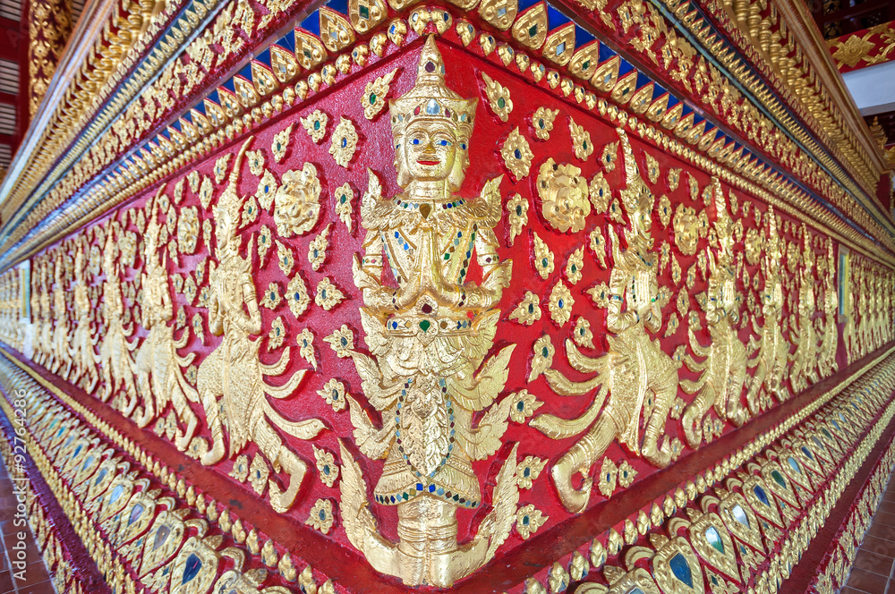 Ornate base of the main altar at Wat Suan Dok, Chiang Mai, Thail