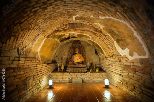 Buddha statue in one of the underground tunnels at Wat Umong, Chiang Mai, Thailand