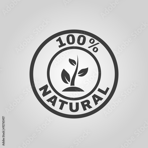 The 100 percent natural icon. Eco and bio, ecology symbol. Flat