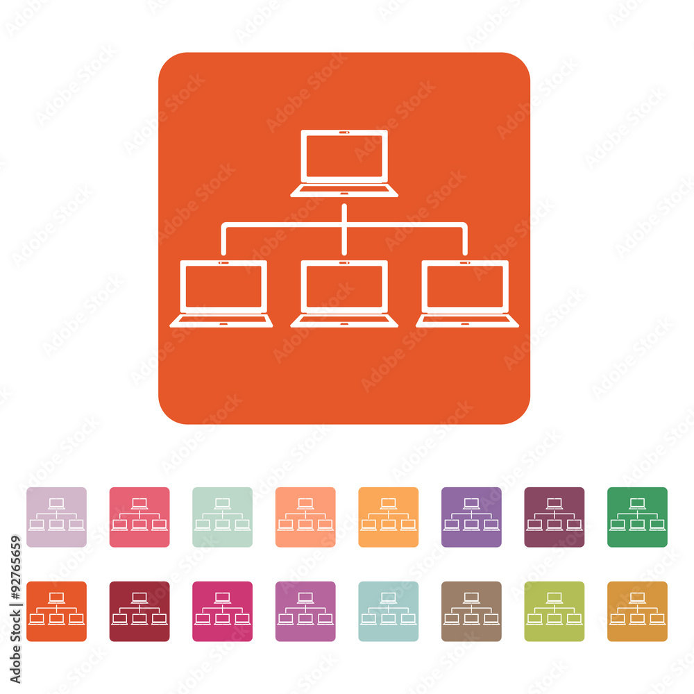 The network icon. Connection and internet, database symbol. Flat The network icon. Connection and internet, database symbol. Flat
