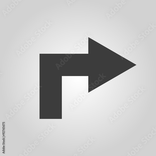 The right icon. Direction and arrow, navigation symbol. Flat