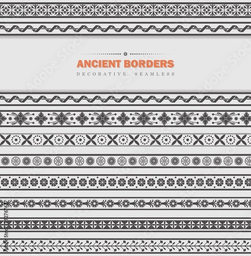 Set of seamless ancient borders