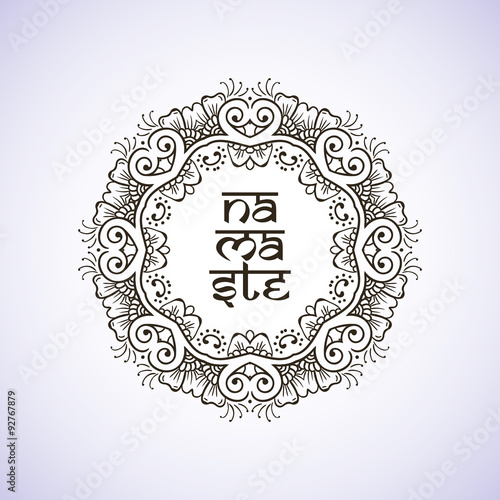 Welcome gesture Indian greeting banner in Namaste mudra on