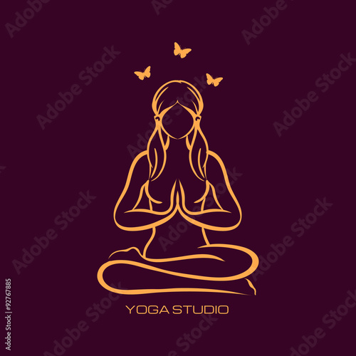Yoga lotus position, namaste mudra asana, meditation