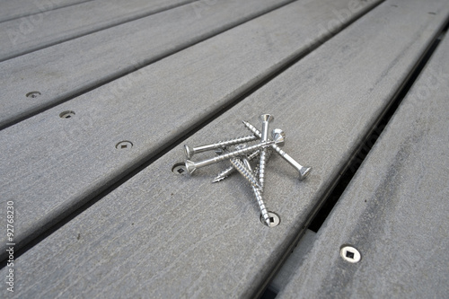 Close-up of composite decking