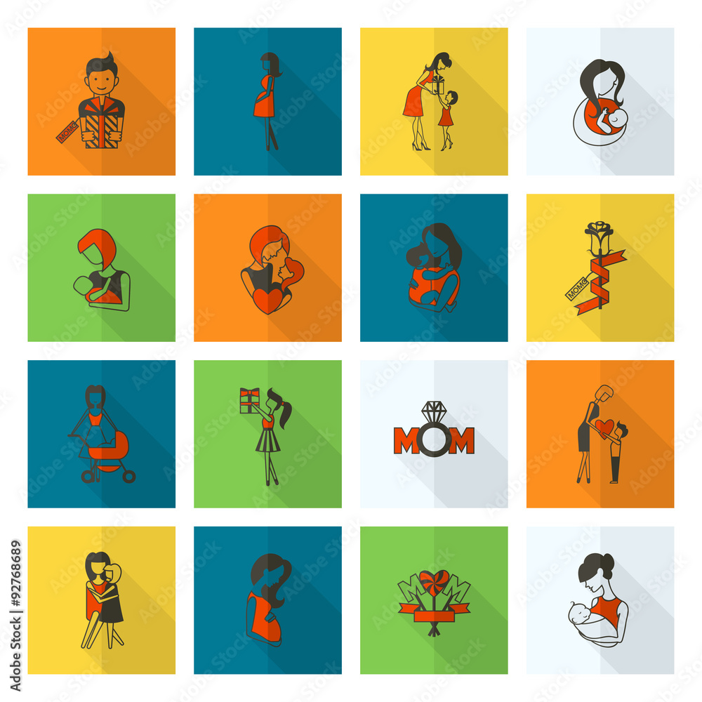 Fototapeta premium Happy Mothers Day Icons